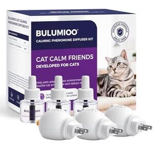 Cat Calming Pheromone Diffuser Set (Whole Home 3-Pack) Unscented Stress Relief